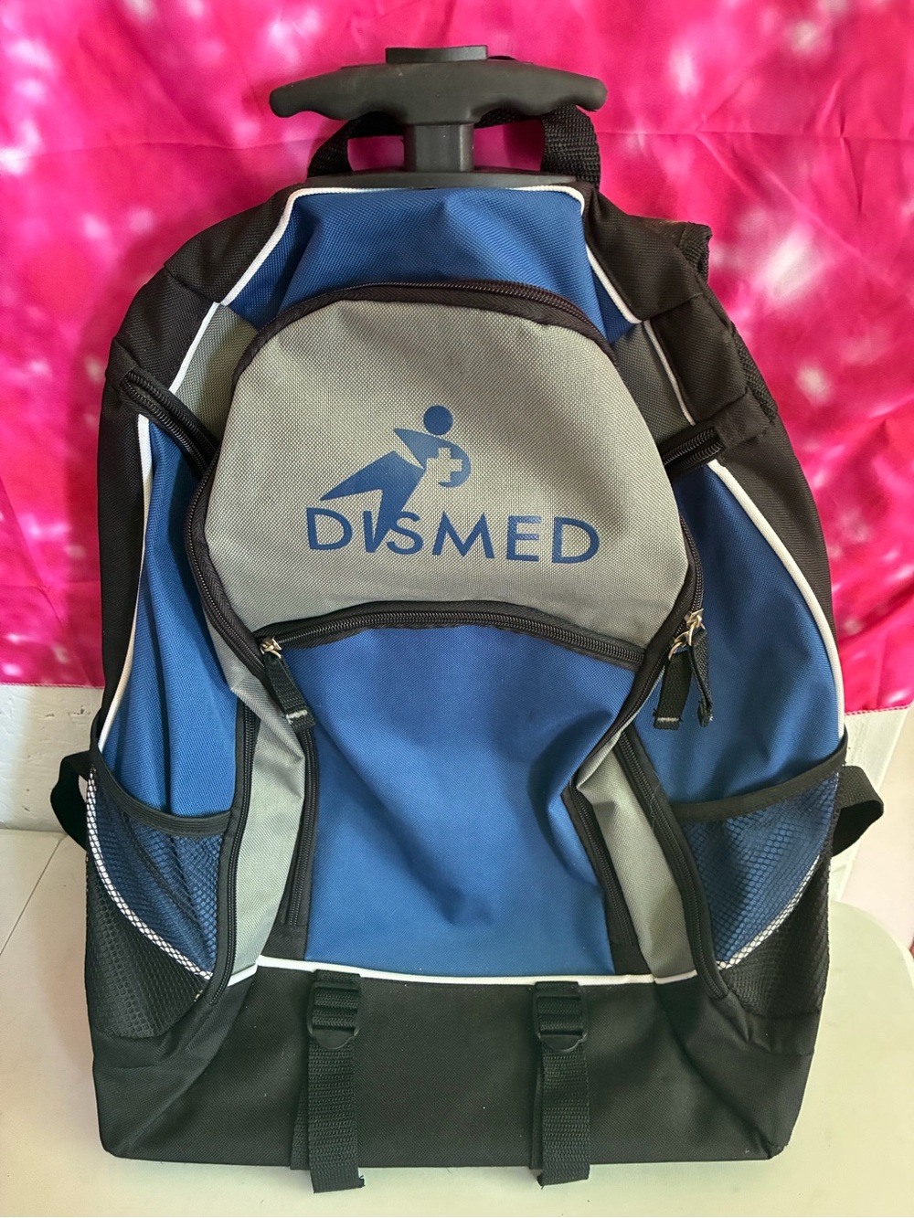 Dismed Blue & Gray Rolling Backpack for Men